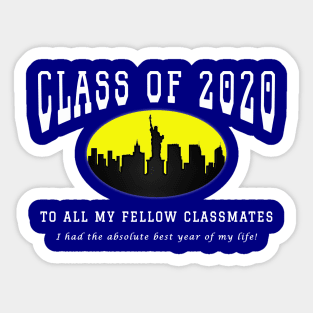 Class of 2020 - Blue, Yellow and White Colors Sticker